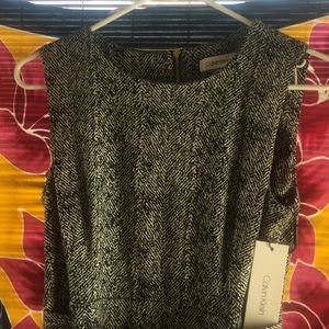 CALVIN KLEIN NEW w/ TAGS DRESS black n white tweed